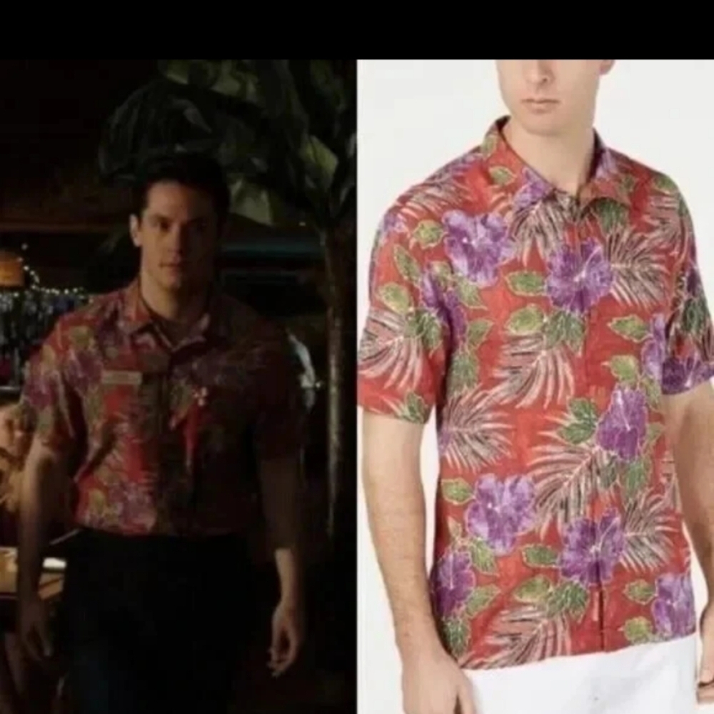 TOMMY BAHAMA Men's Hibiscus Cove Hawaiian Silk Camp Shirt silk coolmax blend XL
